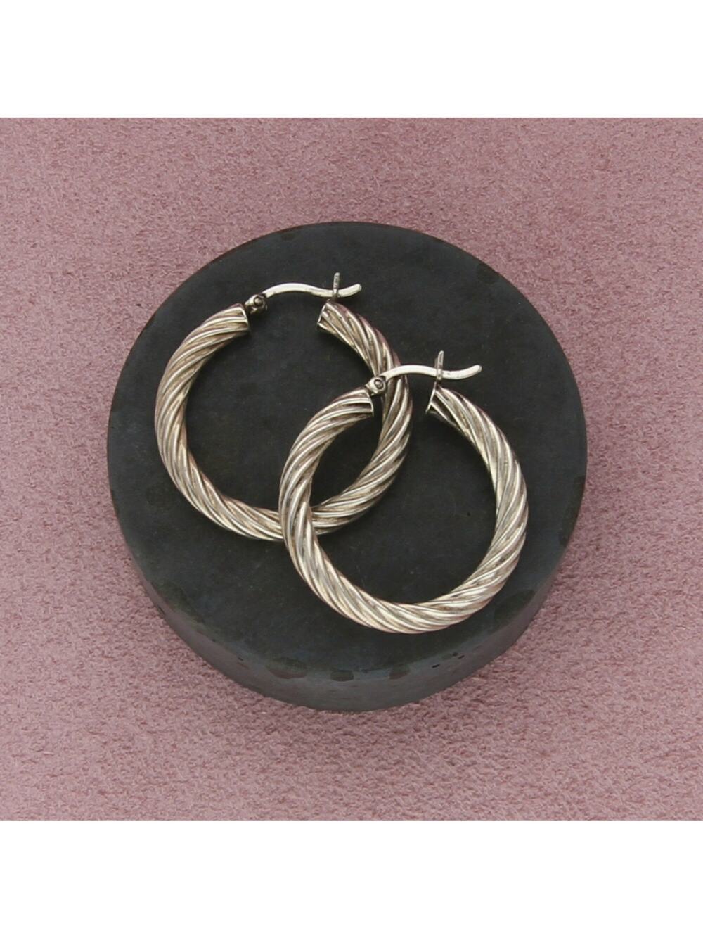 sterling silver 27mm twisted cable snap-post hoop earrings